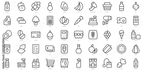 Set of thin line supermarket Icons. Vector illustration
