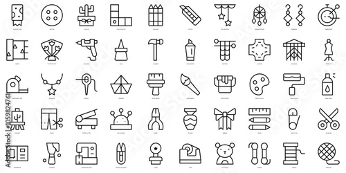 Set of thin line handcrafts Icons. Vector illustration