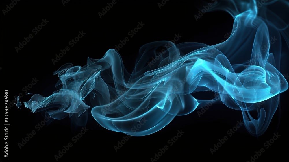 Fototapeta premium Ethereal Blue Smoke Flow in 3D Effect