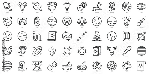 Set of thin line zodiac Icons. Vector illustration