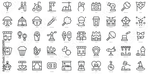 Set of thin line fair Icons. Vector illustration