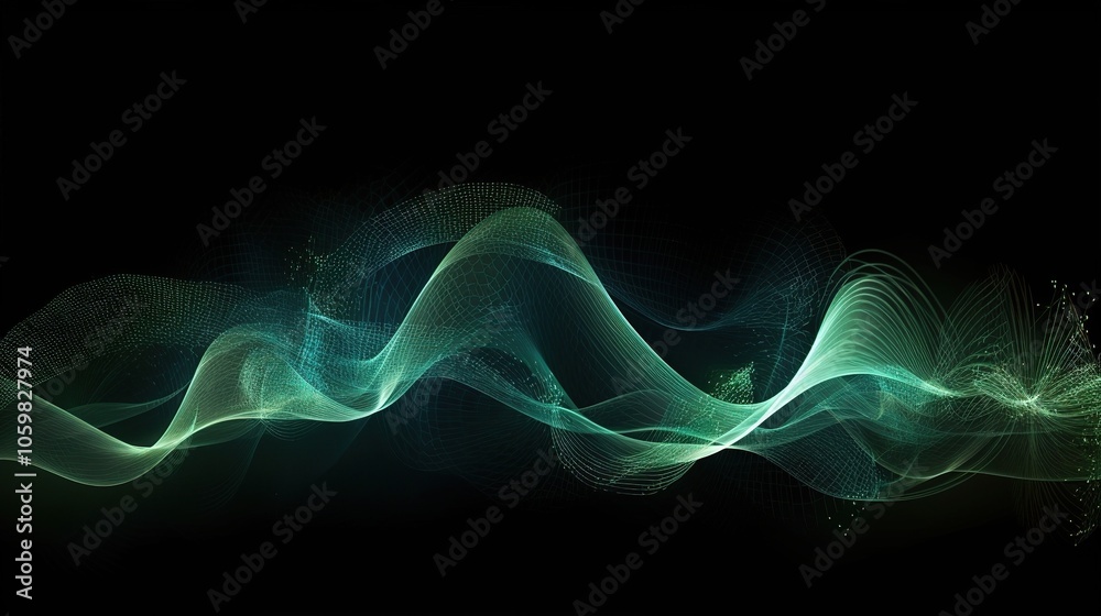 Fototapeta premium Abstract 3D Wave Pattern with Green Hues