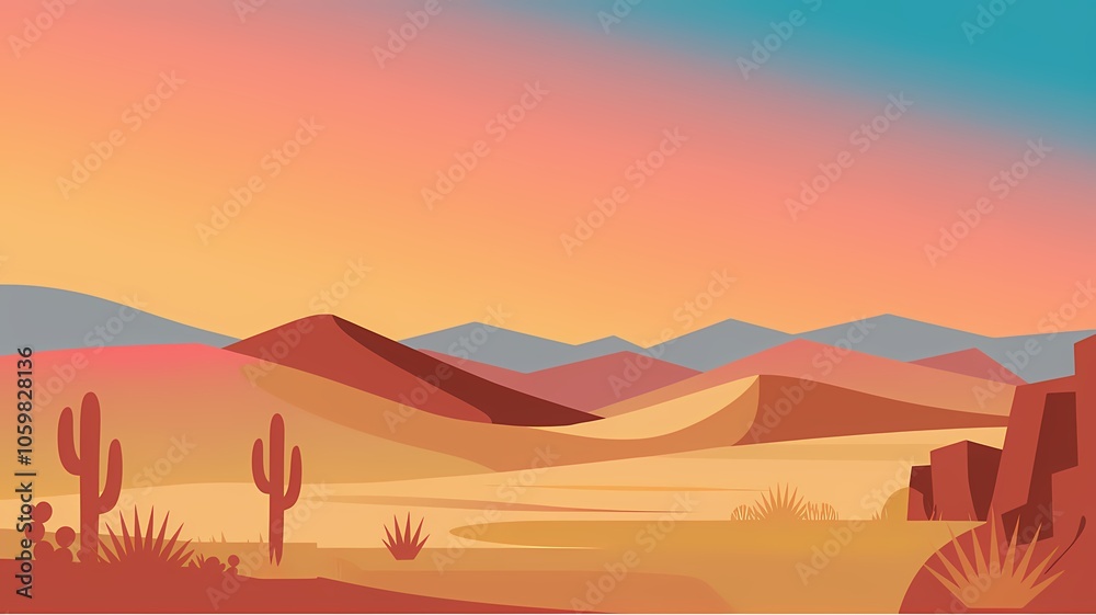 Fototapeta premium An abstract illustration of a desert landscape with warm, sandy tones.