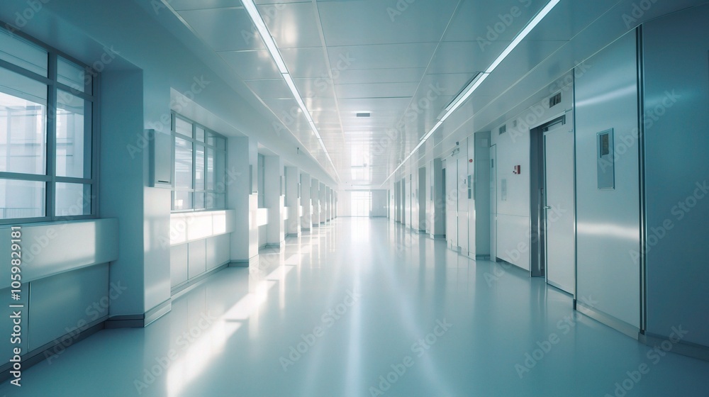 Fototapeta premium Modern 3D Hospital Corridor Design