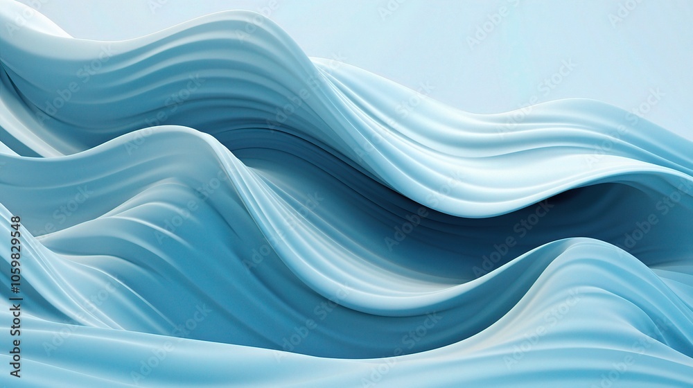Obraz premium Abstract 3D Waves in Soft Blue Tones