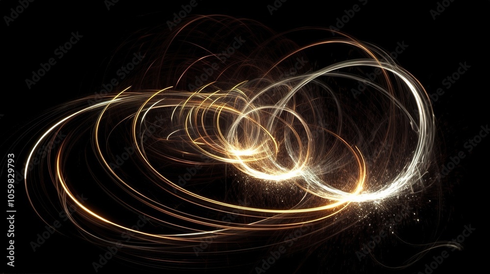 Naklejka premium Abstract 3D Light Trails on Dark Background