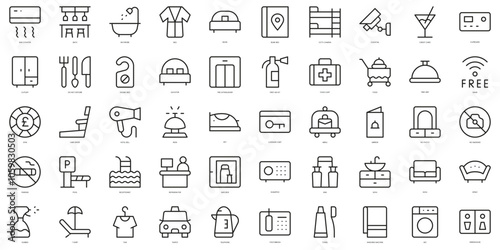 Set of thin line hotel Icons. Vector illustration