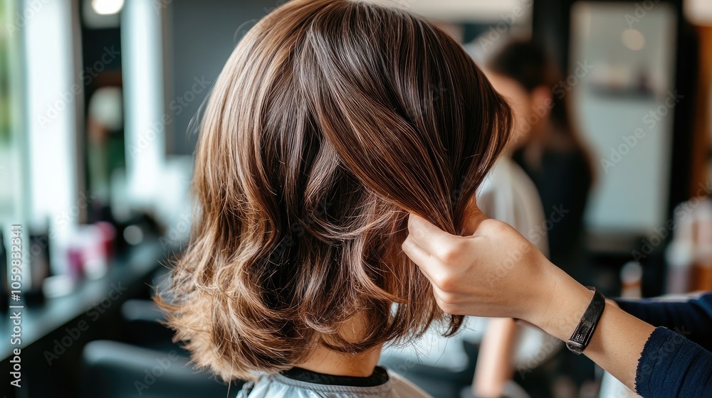 Fototapeta premium Hair Styling Session in a Modern Salon