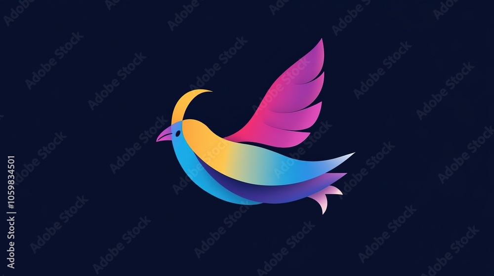 Obraz premium Minimalist bird logo design featuring sleek, flowing lines to create a modern, elegant representation of a bird in flight, perfect for branding in industries related to nature, freedom, and creativity