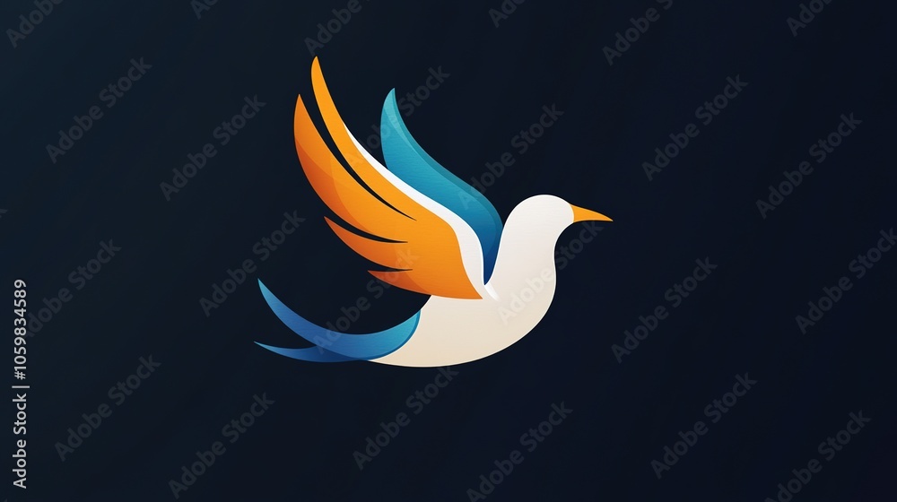 Obraz premium Minimalist bird logo design featuring sleek, flowing lines to create a modern, elegant representation of a bird in flight, perfect for branding in industries related to nature, freedom, and creativity