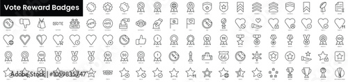 Set of outline vote reward badges icons. Minimalist thin linear web icon set. vector illustration.