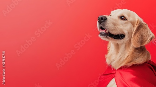 This playful pup is ready for Halloween, sporting a vampire cape that adds a fun twist to pet costumes photo