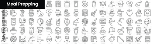 Set of outline meal prepping icons. Minimalist thin linear web icon set. vector illustration.