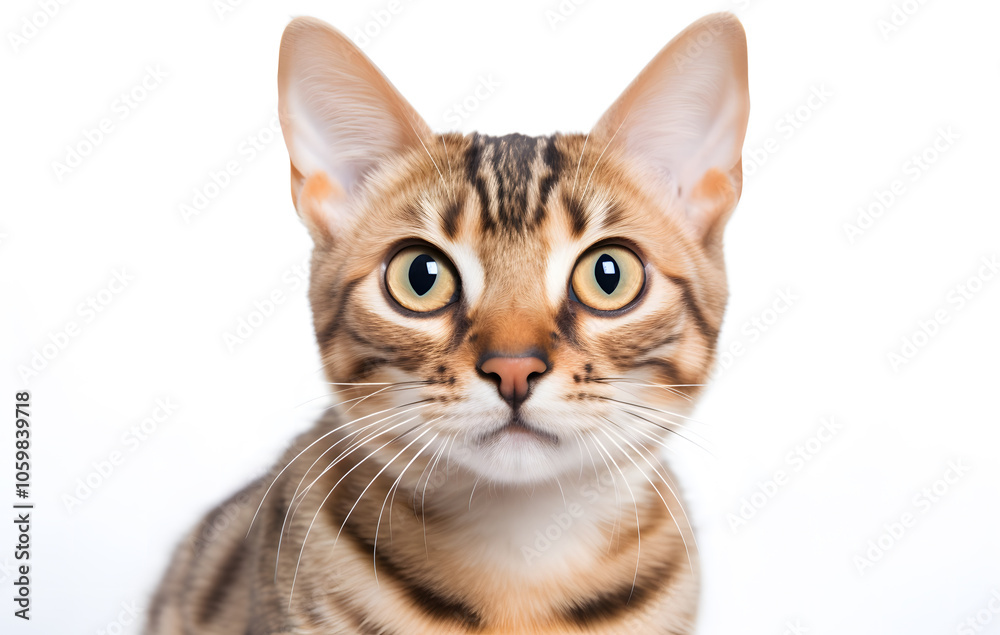 Obraz premium Single cute cat face on white background