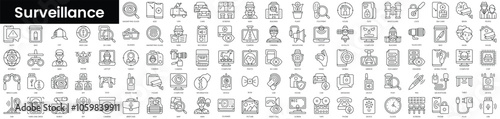 Set of outline surveillance icons. Minimalist thin linear web icon set. vector illustration.