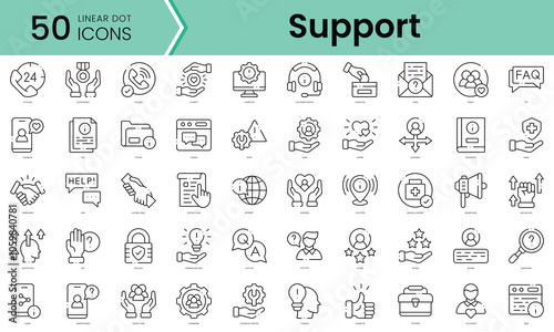 Set of support icons. Line art style icons bundle. vector illustration