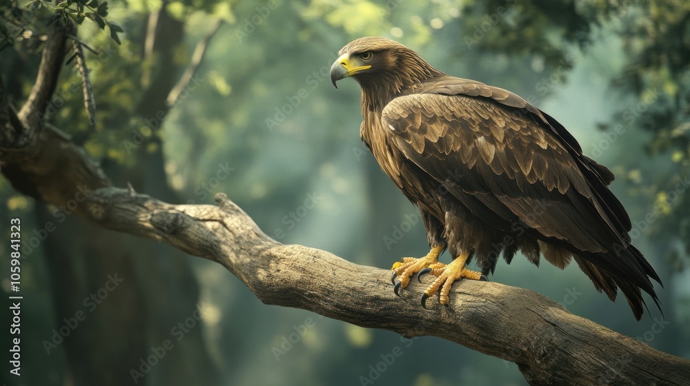 Obraz premium Golden Eagle Perched on a Branch