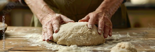 A womans hands gently kneading dough made from buckwheat flour as she prepares to bake a glutenfree loaf.