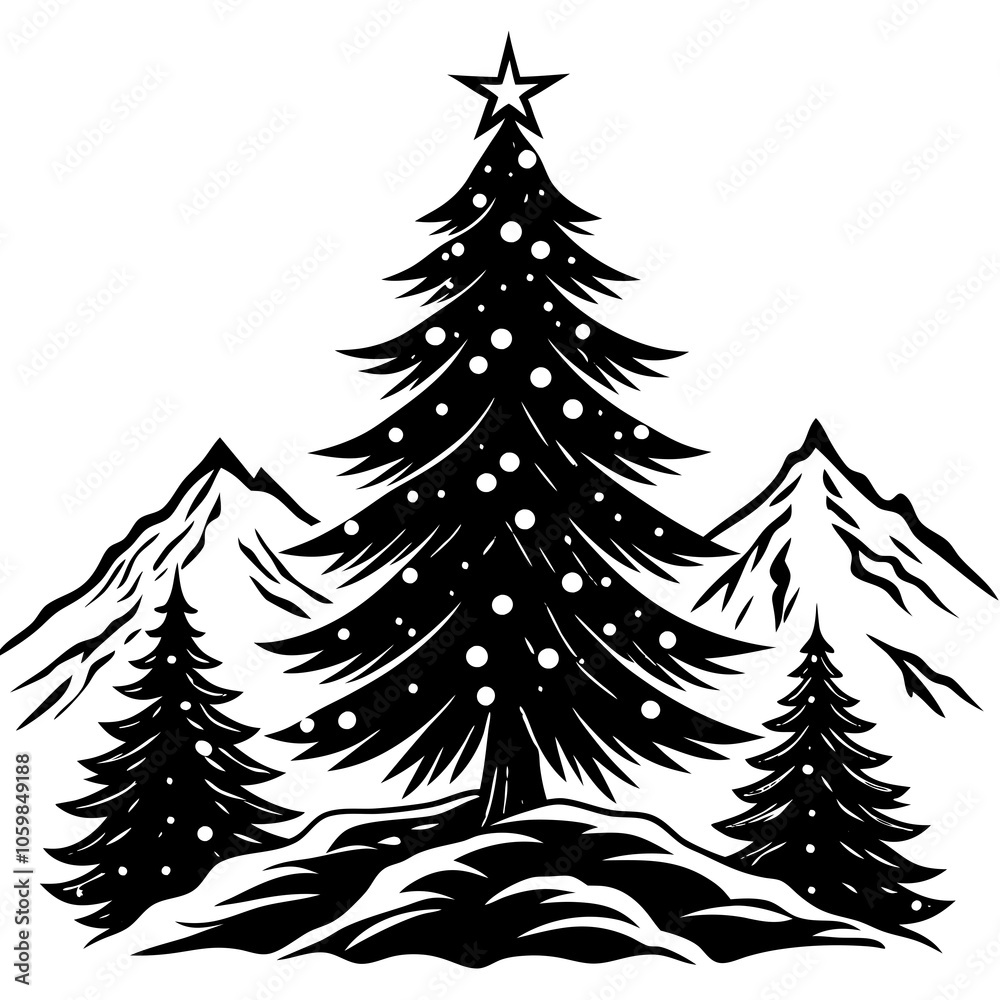Obraz premium Christmas tree vector design with white background.