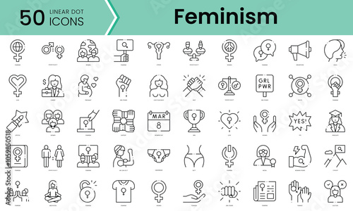 Set of feminism icons. Line art style icons bundle. vector illustration