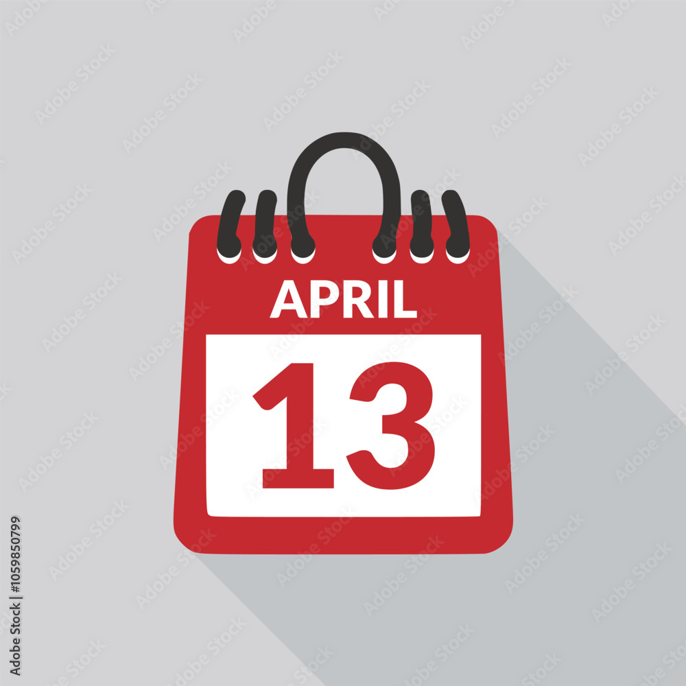 Fototapeta premium April 13 Calendar icon vector illustration.