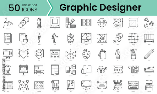 Set of graphic designer icons. Line art style icons bundle. vector illustration