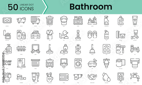 Set of bathroom icons. Line art style icons bundle. vector illustration