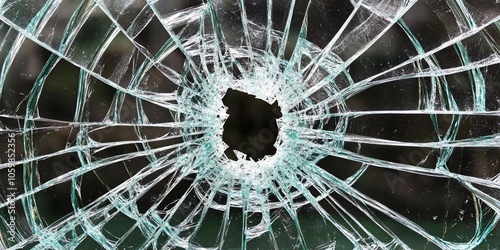 Shattered Glass With Intricate Crack Patterns photo