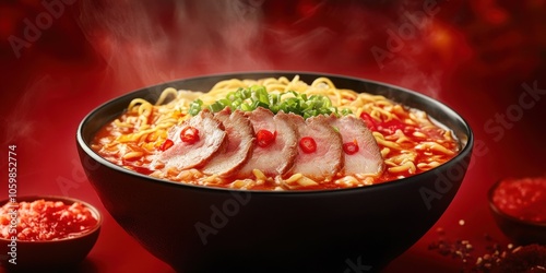 a bowl of noodles with meat and vegetables photo