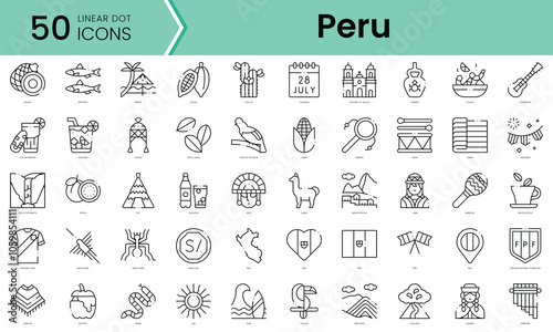 Set of peru icons. Line art style icons bundle. vector illustration