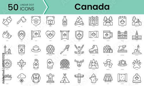 Set of canada icons. Line art style icons bundle. vector illustration