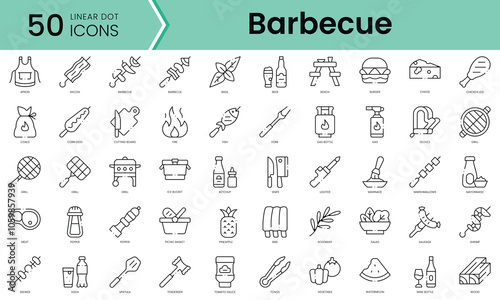 Set of barbecue icons. Line art style icons bundle. vector illustration