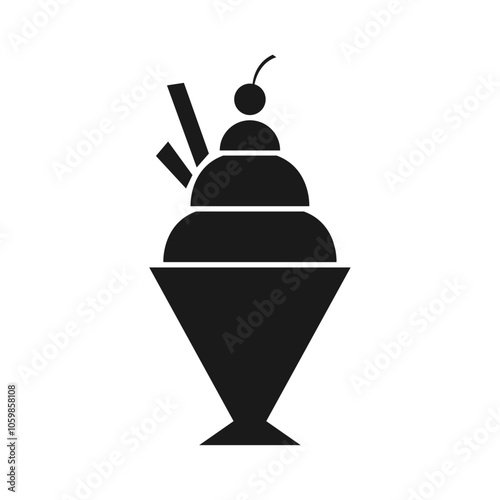 Ice Cream Sundae icon. Flat design vector.