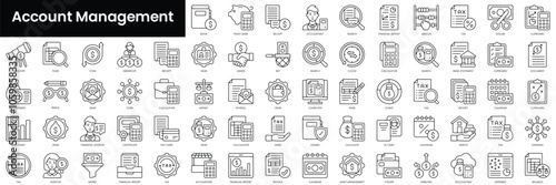 Set of outline account management icons. Minimalist thin linear web icons bundle. vector illustration.