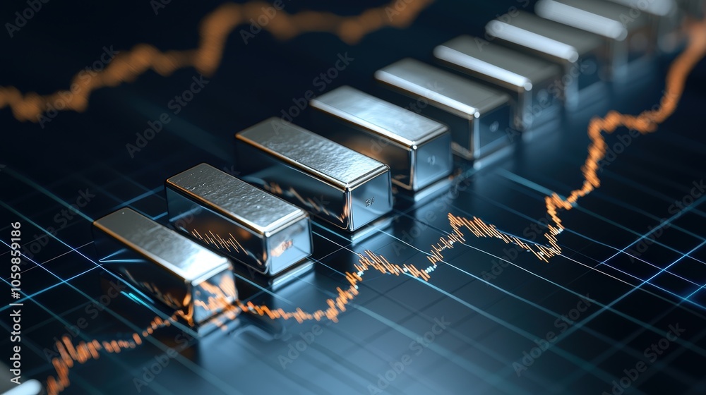 custom made wallpaper toronto digitalSilver bar forming part of a line graph, isolated to highlight investment trends