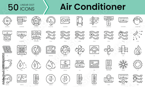 Set of air conditioner icons. Line art style icons bundle. vector illustration