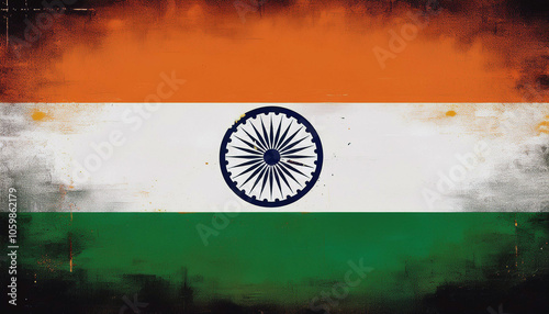 Grunge-Textured Indian Flag: A Patina of History and Pride photo