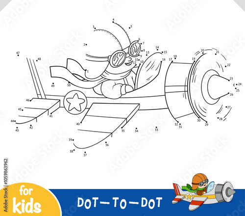Numbers game, education dot to dot game for kids, Pilot and plane
