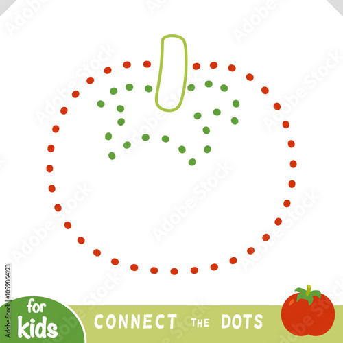 Connect the color dots, education game for kids, Tomato