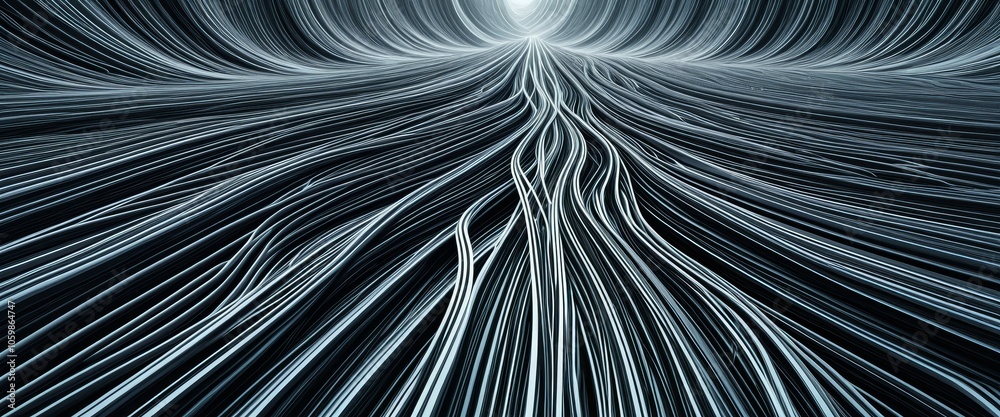 Obraz premium Abstract infinity path: futuristic light trails and dynamic movement