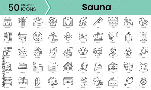 Set of sauna icons. Line art style icons bundle. vector illustration