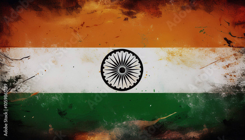 Distressed Indian Flag: A Patina of Time and Pride photo