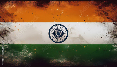 Grunge-Textured Indian Flag: A Patriotism Visual photo