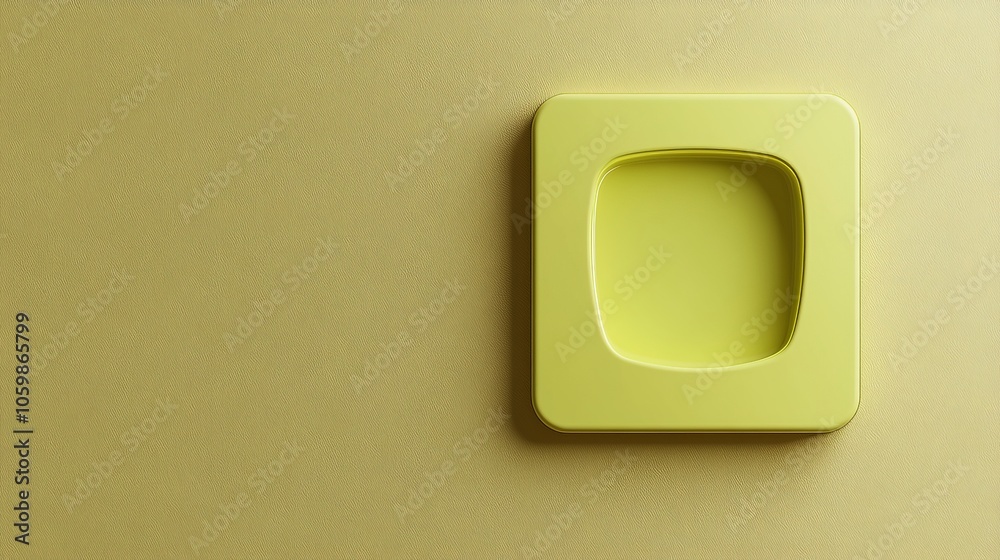 Square Shape with Circular Indent on Yellow Background Square Shape with Circular Indent on Yellow Background