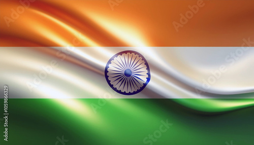 India's vibrant flag, gracefully waving, evokes a sense of national pride and unity. photo