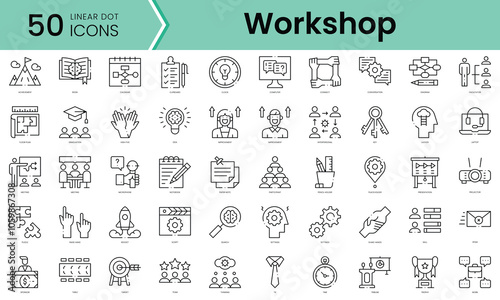 Set of workshop icons. Line art style icons bundle. vector illustration