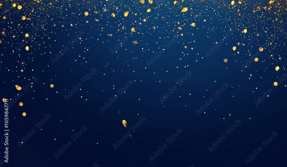 Fototapeta premium Abstract Blue Background with Golden Glitter and Confetti