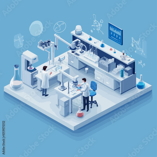 Scientists Researching in Isometric Laboratory