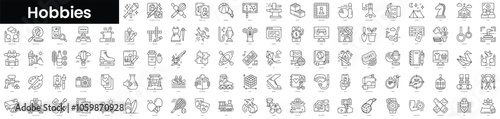 Set of outline hobbies icons. Minimalist thin linear web icon set. vector illustration.