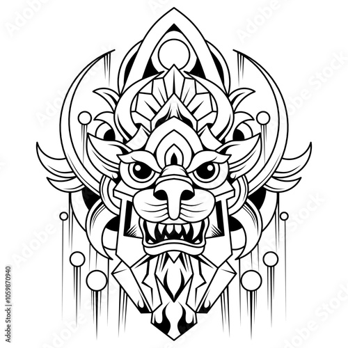 Hand drawn of leo head tattoo